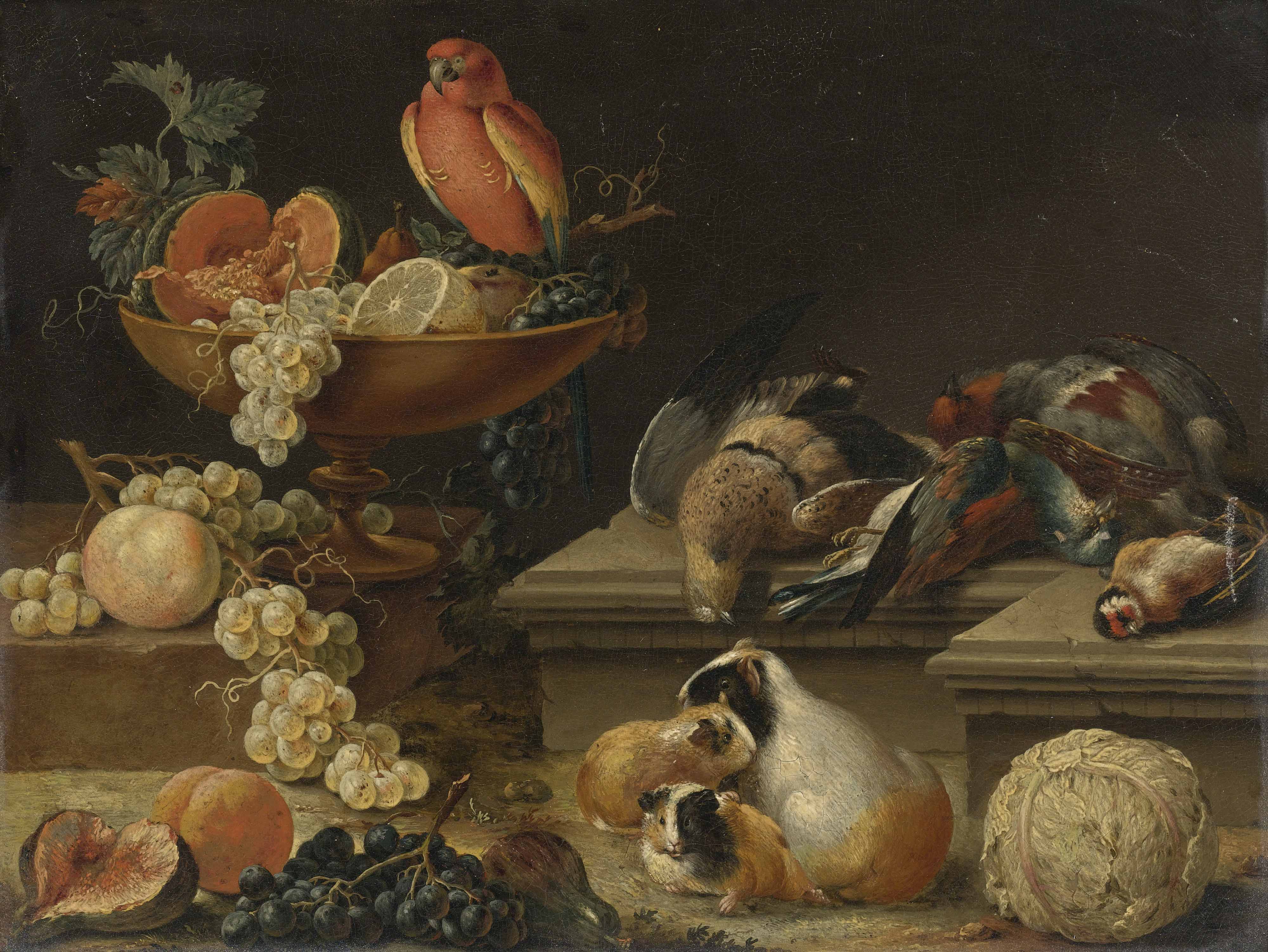 Johann kupetzky Still life with a Parrot